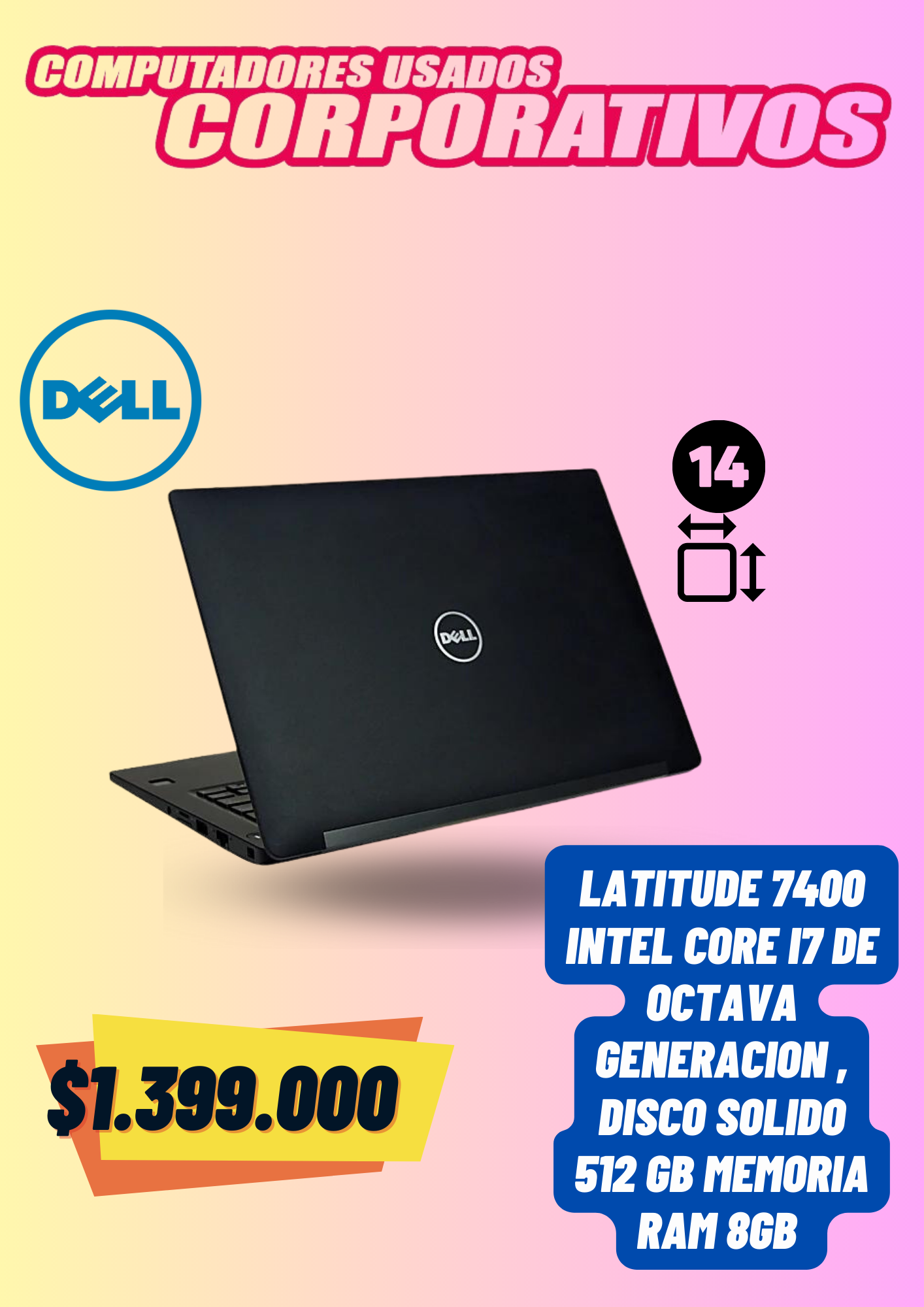Portátil Dell 7400 Core I7